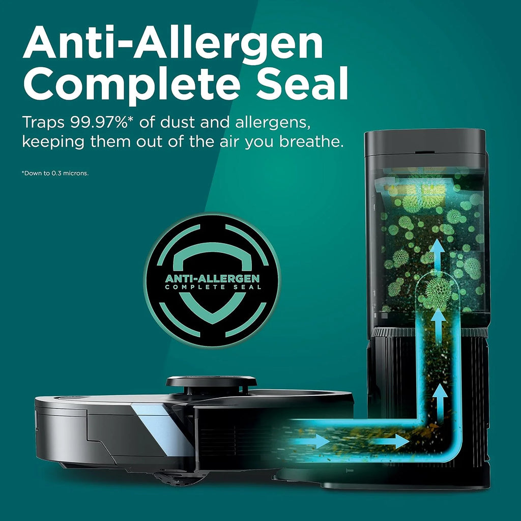 AI Robot Vacuum with XL HEPA Self-Empty Base, Bagless, 60-Day Capacity, LIDAR Navigation, Perfect for Pet Hair, Compatible with Alexa, Wi-Fi Connected, Carpet & Hard Floor, Black