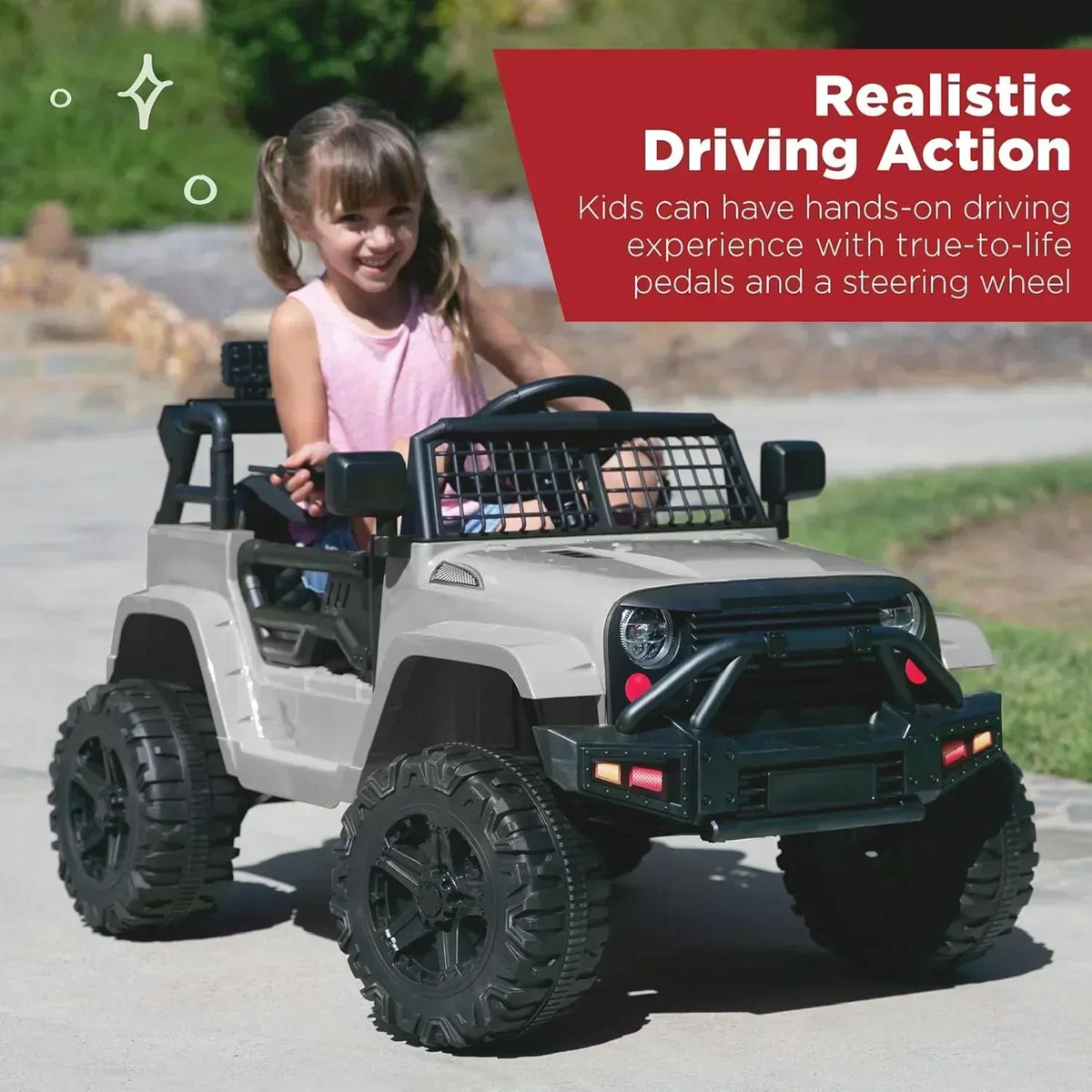 Best Choice Products 12V Kids Ride-On Truck Car with Spring Suspension and LED Lights