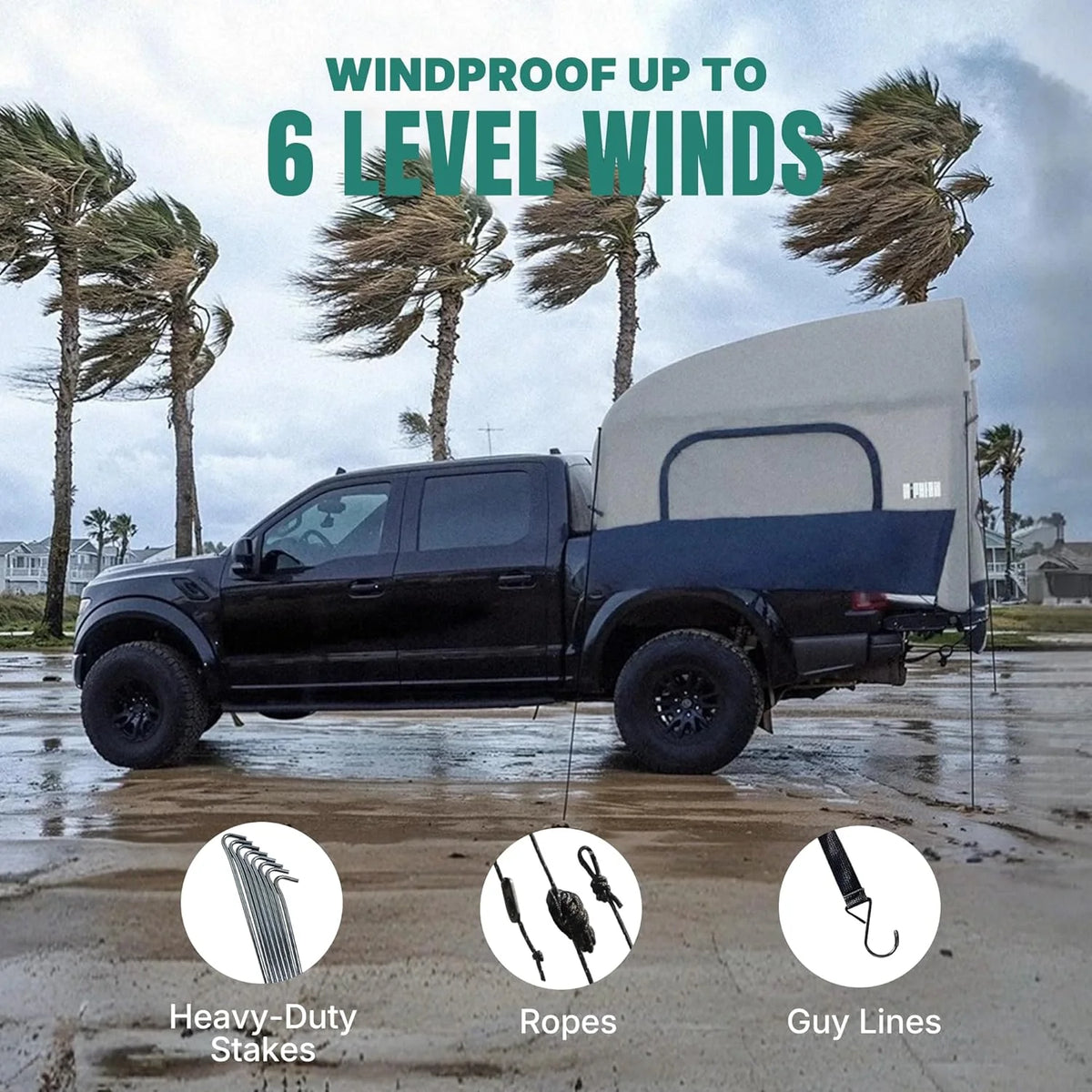 Niphean Truck Bed Tent 5.5ft-8ft for 2+1 People/Family, 2 Mins Fast Setup Inflatable Pickup Truck Tent, PU 3000mm Waterproof & High-Strength Windproof, Spacious Interior for Multi-Landscape