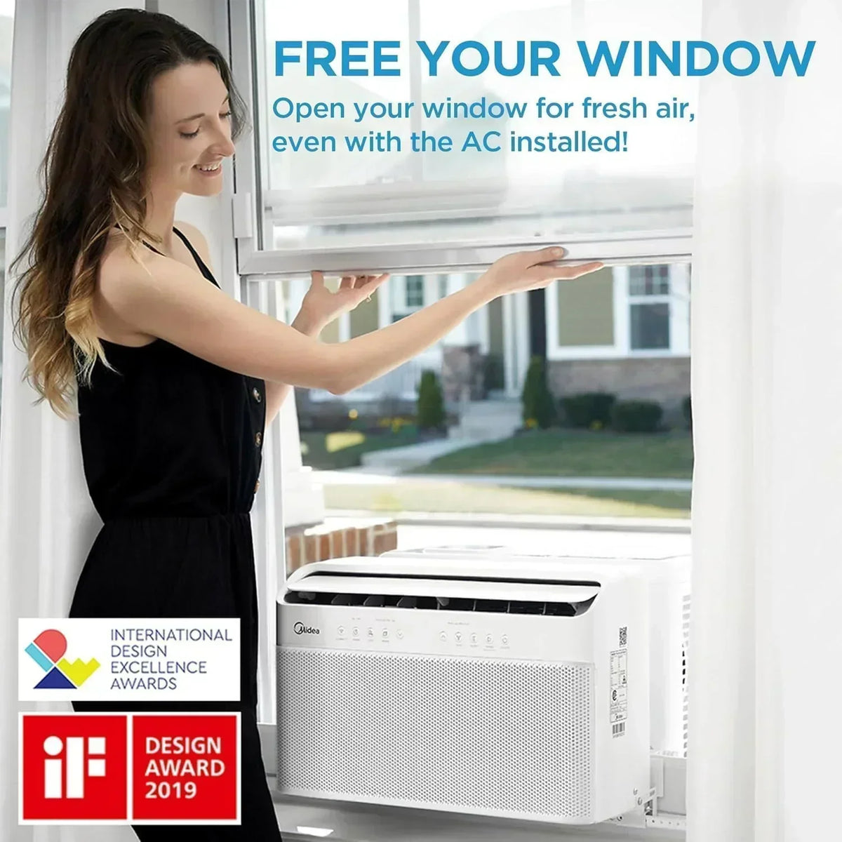 Midea 12,000 BTU U-Shaped Smart Inverter Window Air Conditioner Cools up to 550 square feet