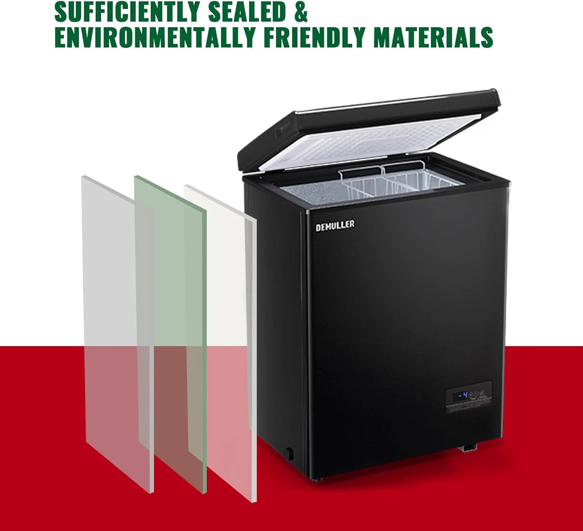 Chest Freezer 5.0Cubic Feet Deep Freezer Freestanding Freezers Removable Stainless Steel Basket
