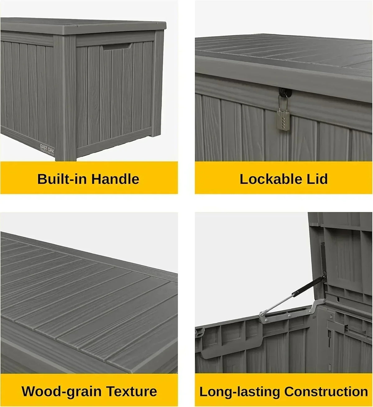 EAST OAK Outdoor Storage Box 60 Gallon Deck Box Indoor and Outdoor Use Waterproof Resin Storage