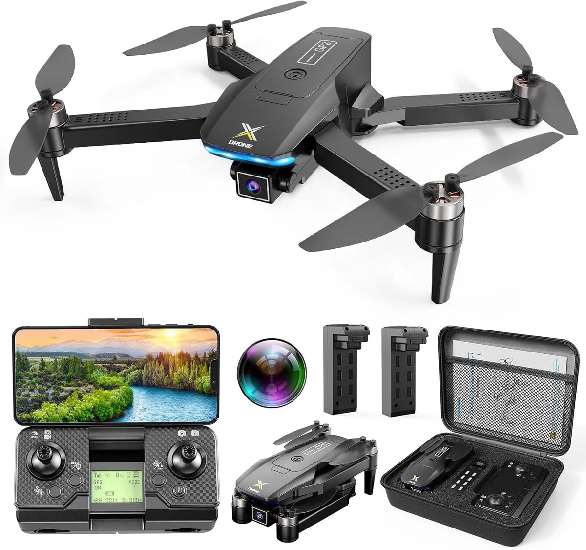 GPS Drones with Camera for Adults 4K, Brushless Motor FPV RC Quadcopter with Auto Return, Follow Me, Headless Mode, 50 Mins Long Flight, Lightweight and Foldable Drone for Beginner