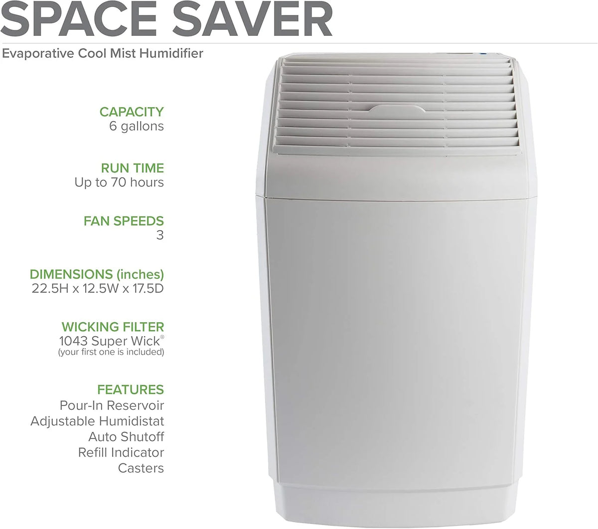 AIRCARE Space Saver Large Evaporative Whole House Commercial 6 Gallon Humidifier