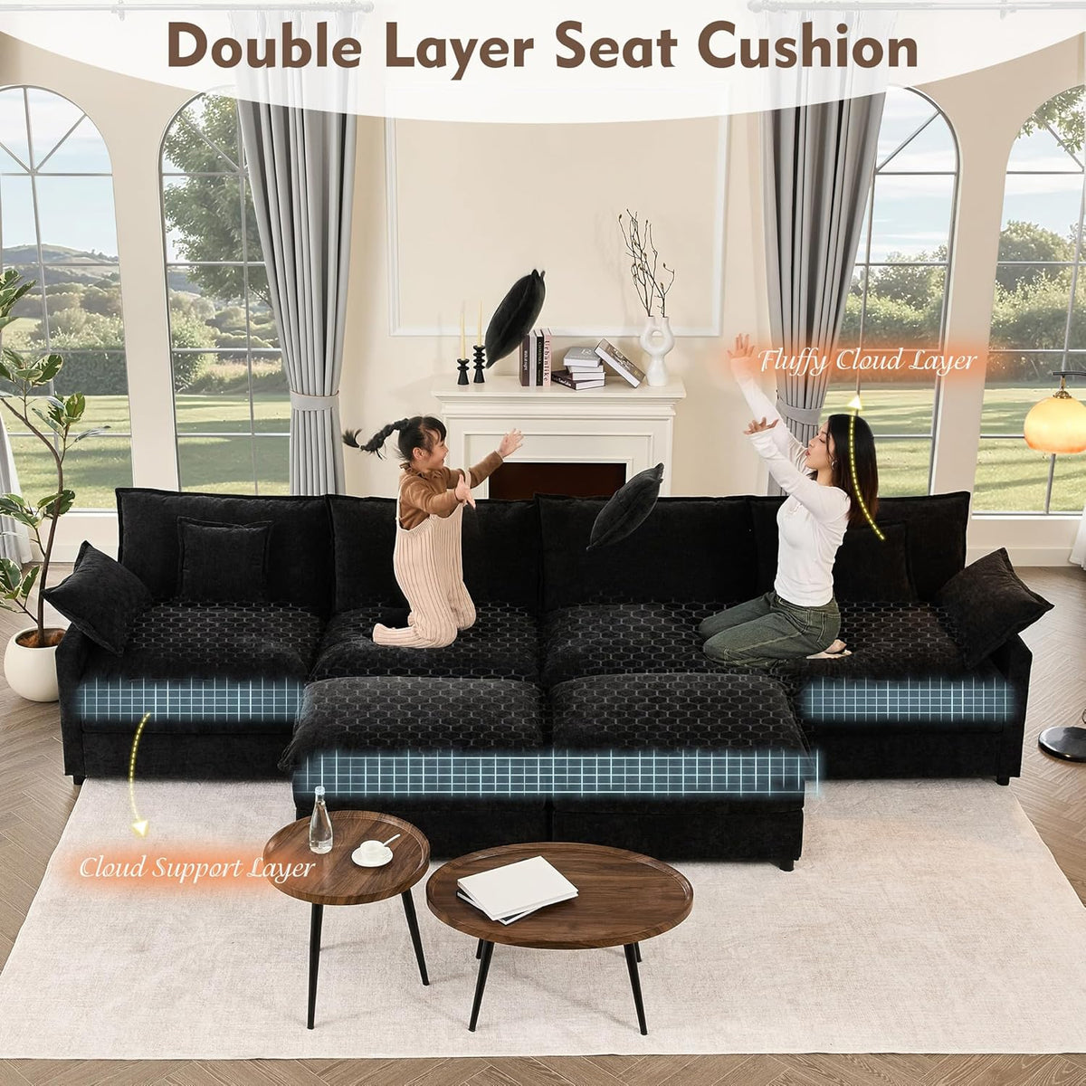 108 U-shaped sofa modular sofa three-seater comfortable cloud sofa