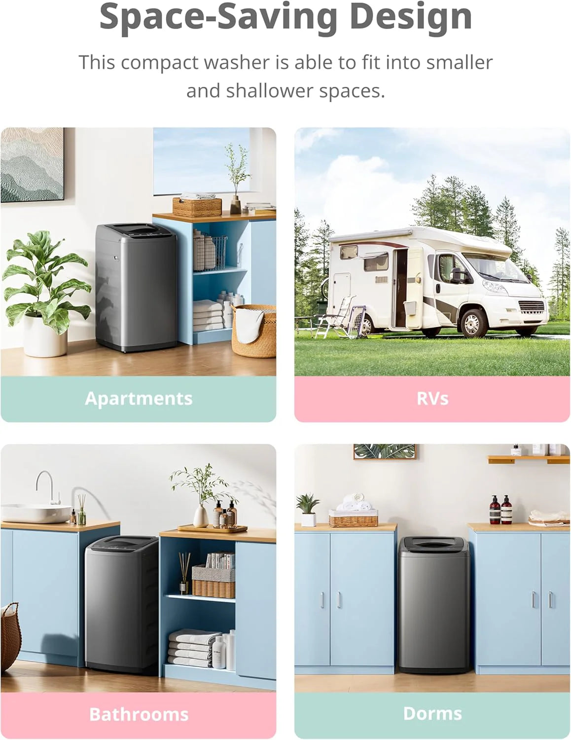 Comfee Portable Washing Machine, 0.9 cu.ft Compact Washer With LED Display, 5 Wash Cycles, 2 Built-in Rollers, Space Saving Full-Automatic Washer