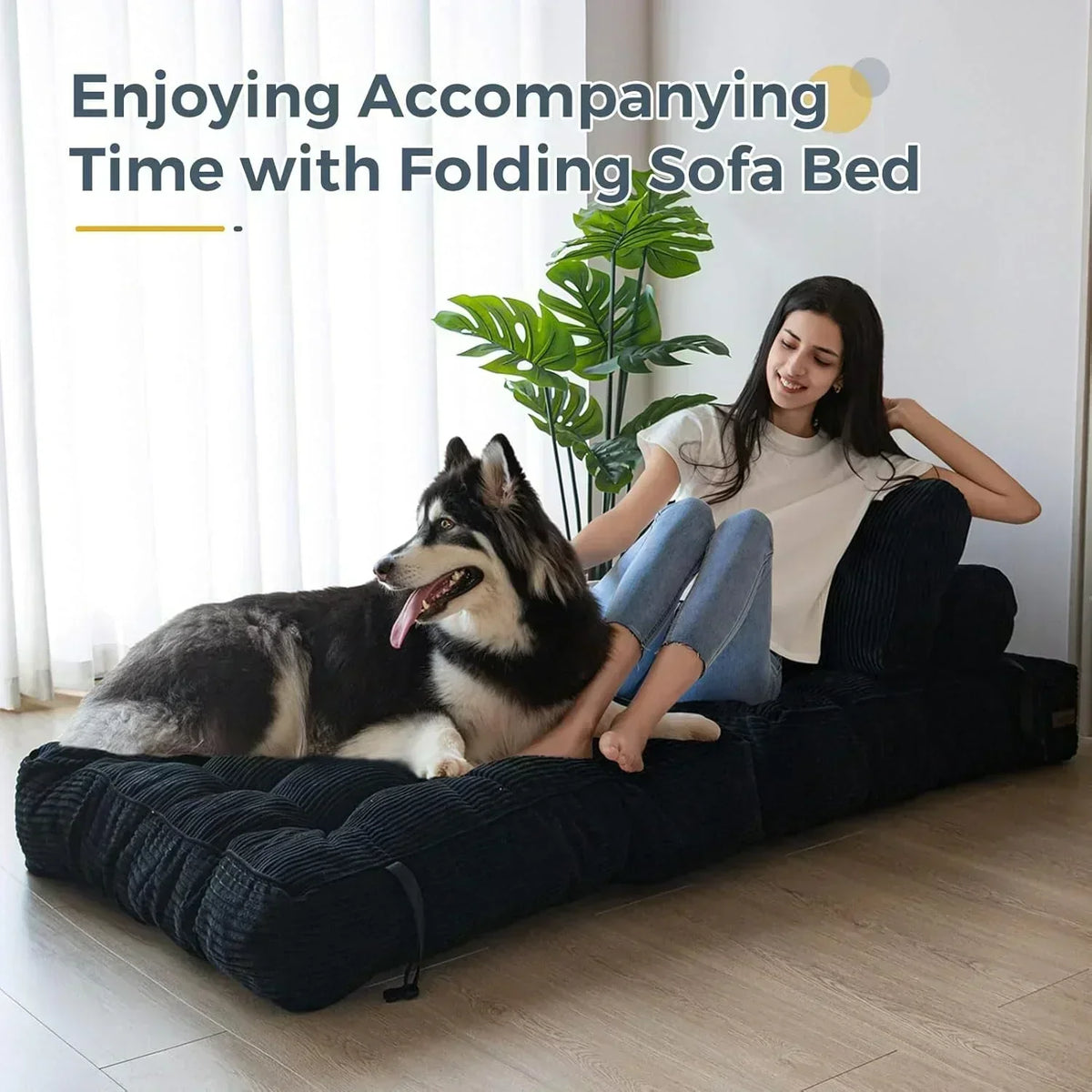 MAXYOYO Folding Sofa Bed Convertible Sleeper Chair with Pillow Foldable Mattress with Back Support