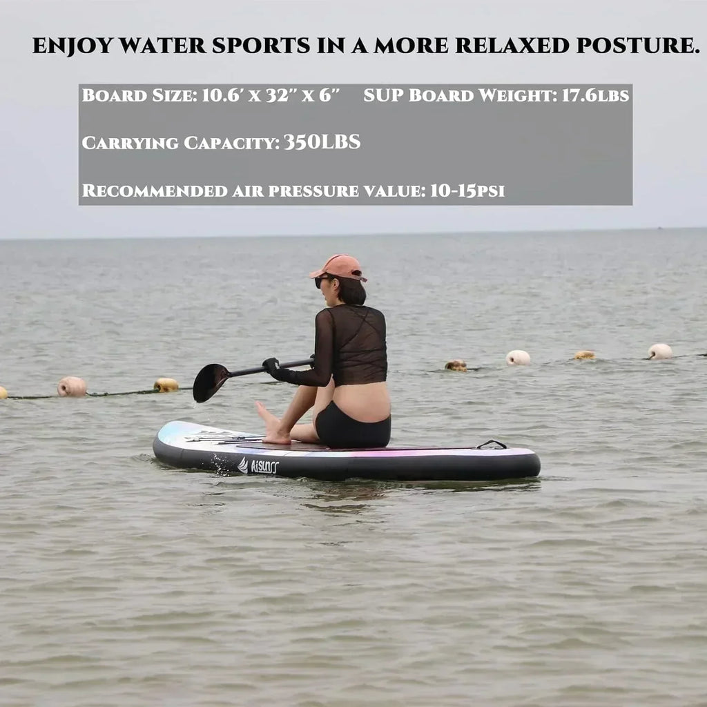 Inflatable wide SUP board with SUP carrying bag hand pump 10L waterproof bag
