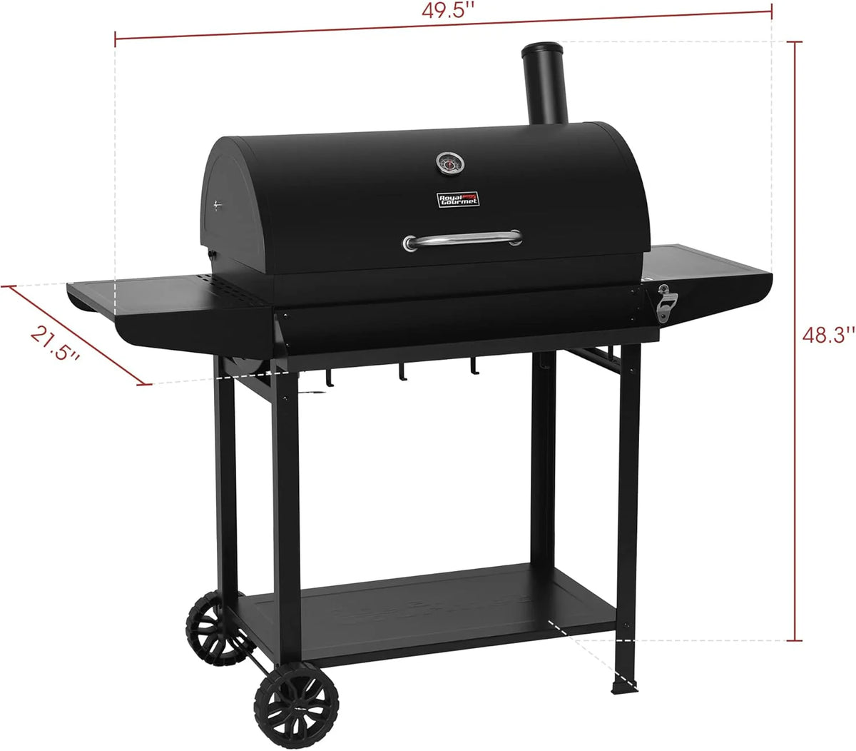 Royal Gourmet CC1830T 30-Inch Barrel Charcoal Grill with Warming Rack & Front Storage Basket, Outdoor BBQ Grill with 627 sq. in. Grilling Area for Backyard Barbecue Cooking Party, Black