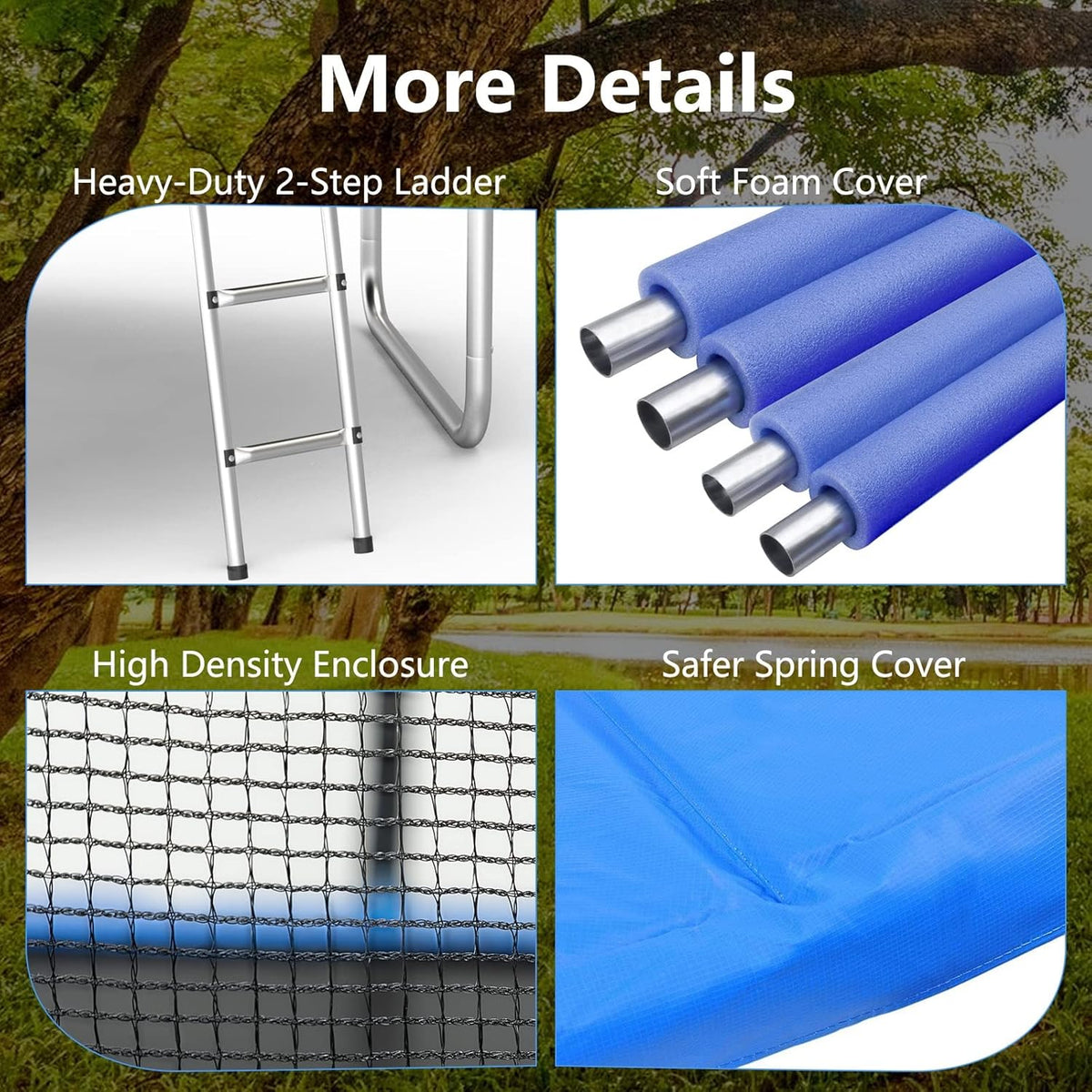 AOTOB 8FT 10FT 12FT 14 FT 15FT Trampoline with Safety Enclosure Net，Outdoor Trampoline with Basketball Hoop, Heavy Duty Jumping Mat and Spring Cover Padding for Kids and Adults, Storage Bag and Ladder