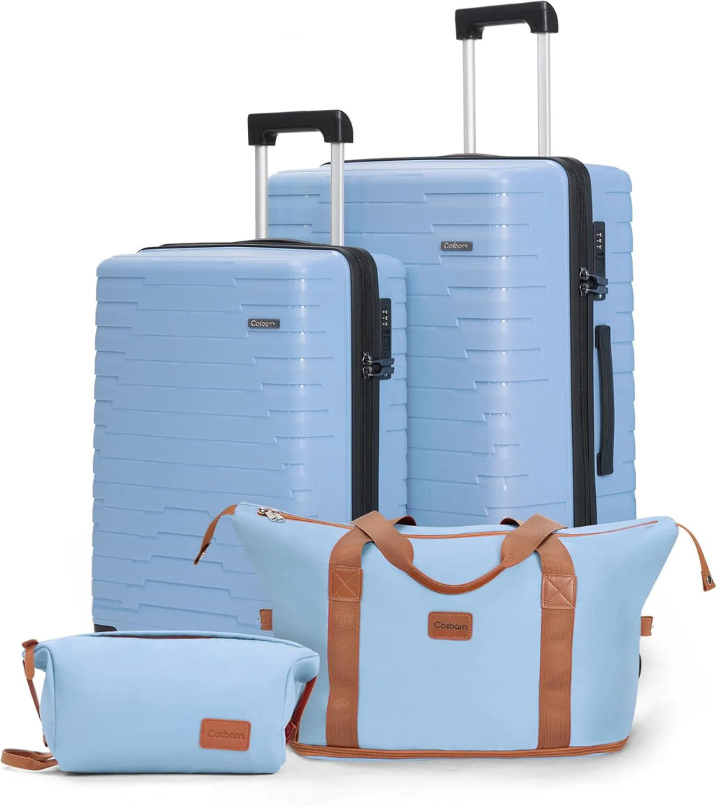 5-piece luggage set with wheels, ABS hardshell suitcase with spinner wheels