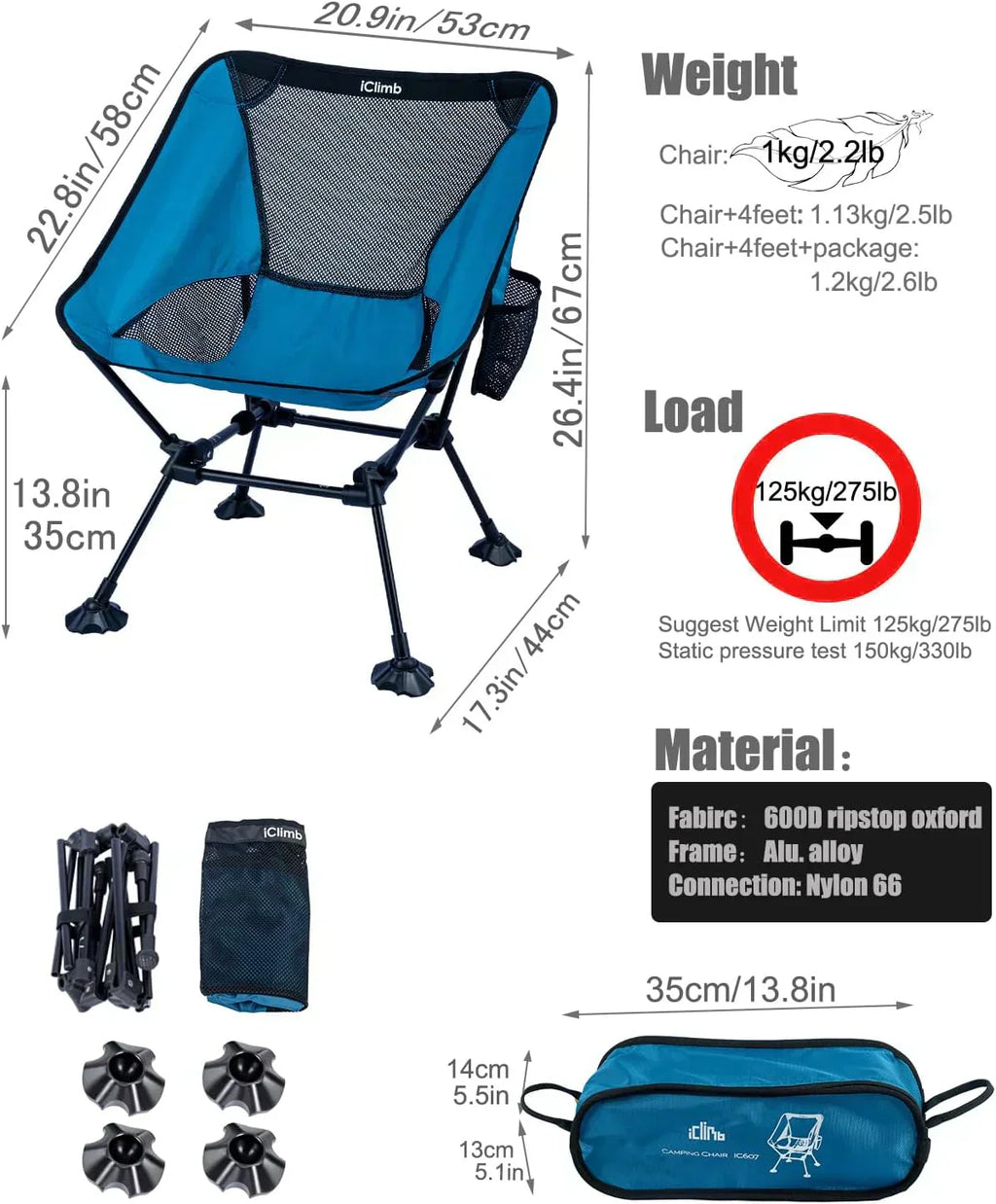Ultralight Compact Camping Folding Beach Chair