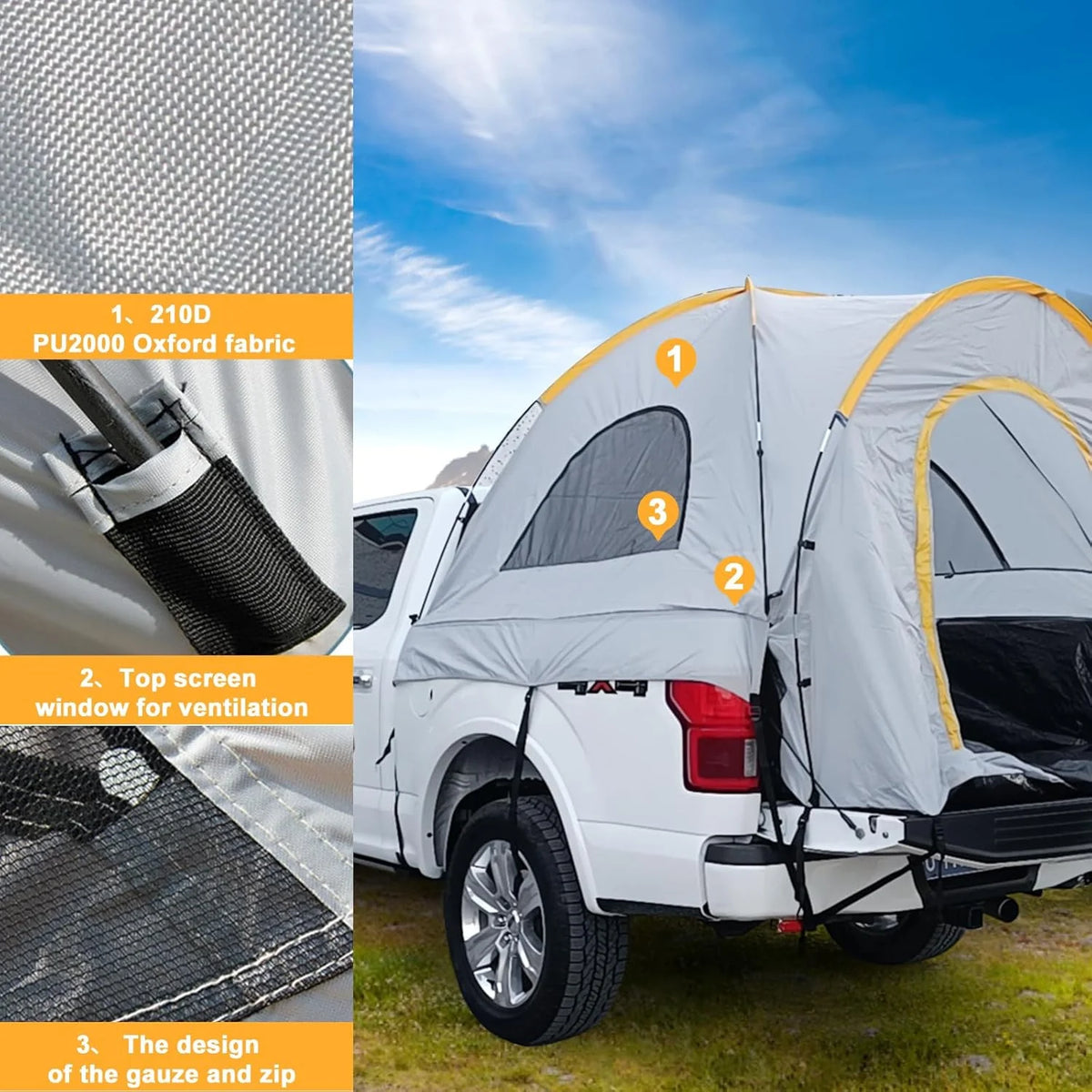 SUV Tent, 5-9 Person Rectangle Car Tent for Family, Waterproof & Windproof for Car Camping, Large Camping Tents with Storage Bag, SUV, Van, Jeep, Pickup 8FT L x 10.6FT W x 7.2FT H