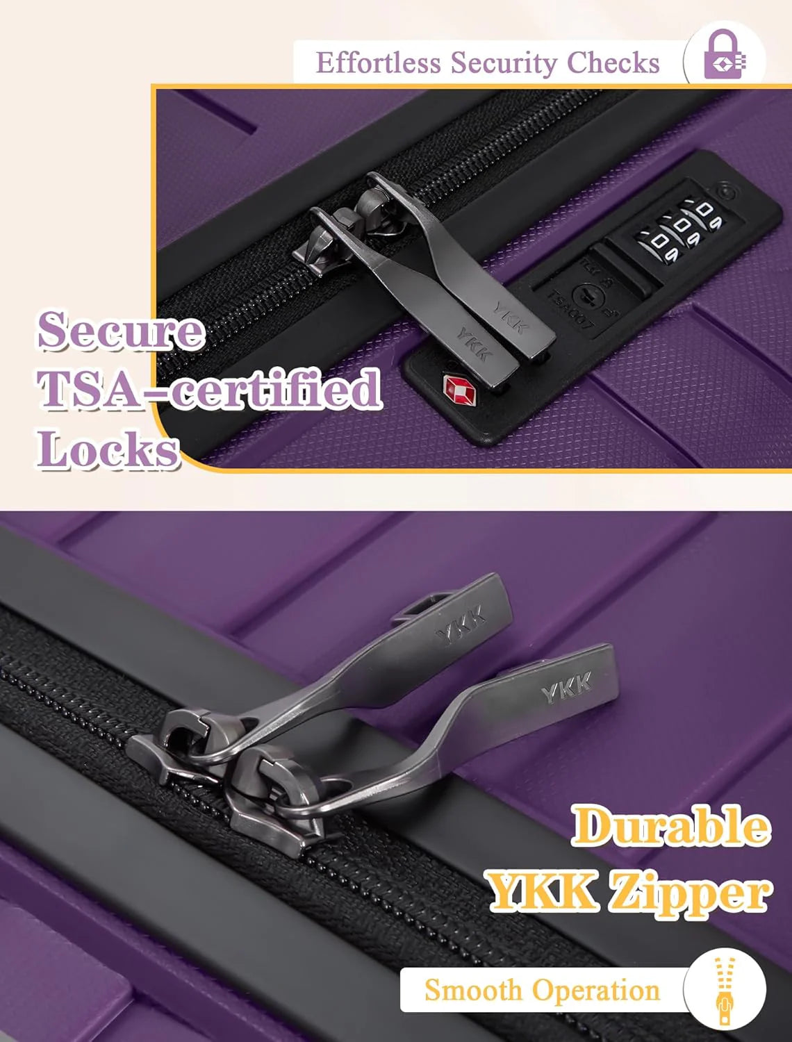 5-piece luggage set with wheels, ABS hardshell suitcase with spinner wheels