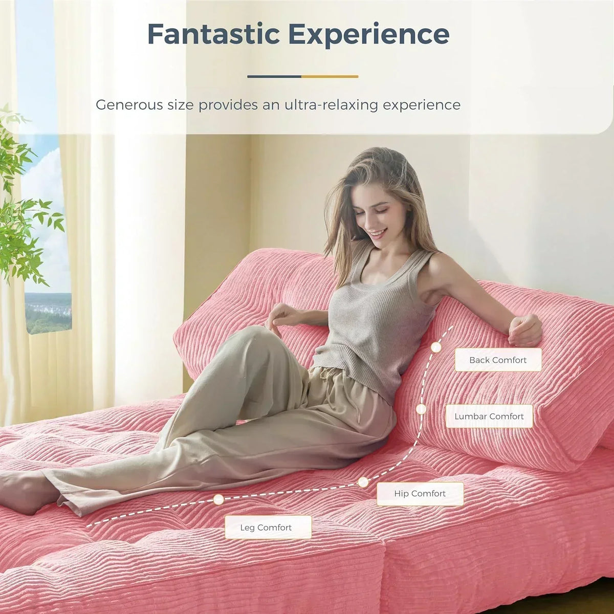 MAXYOYO Folding Sofa Bed Convertible Sleeper Chair with Pillow Foldable Mattress with Back Support