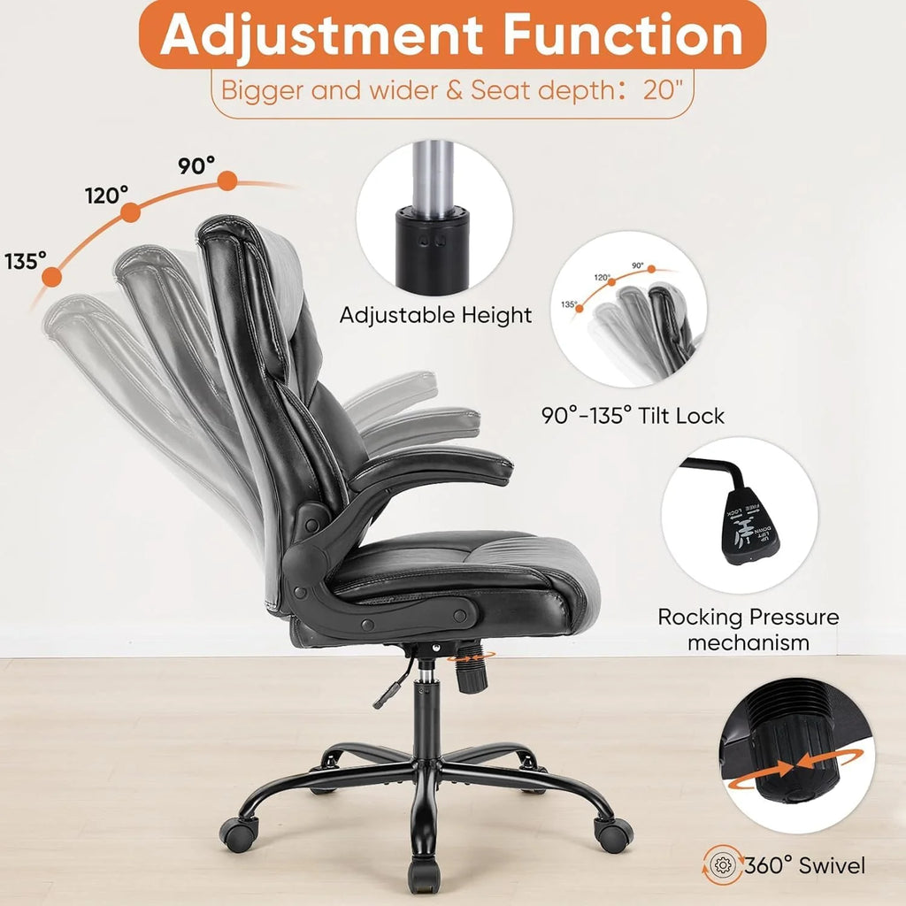 Ergonomic Office Chair Heavy Duty Work Desk Chair Adjustable Swivel Rolling Chair with Wheels