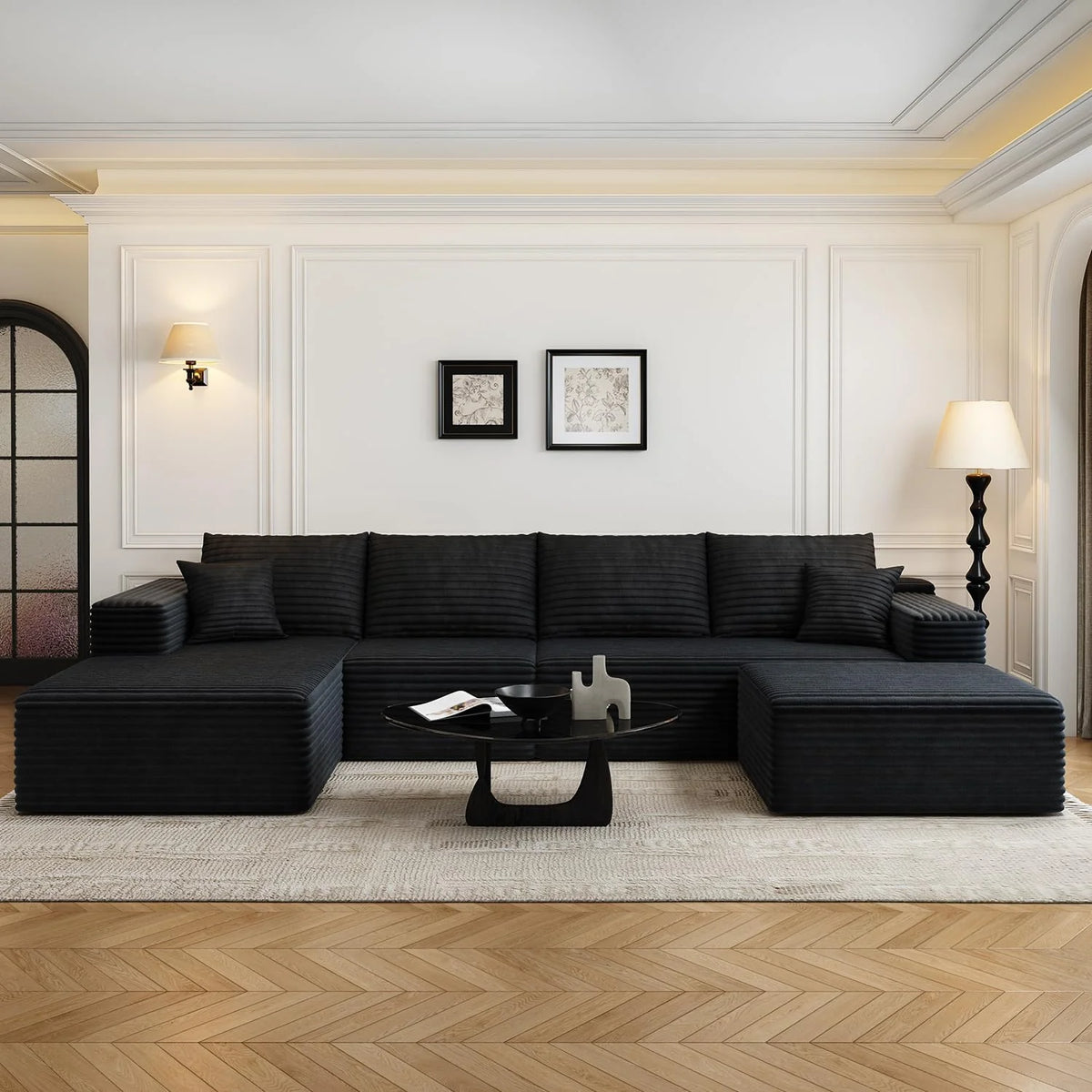 107.5 inch Cloud Modular Sectional Sofa with L-Shaped Chaise Lounge, Modern Minimalist Upholstered Sofa Deep Seating Corner Sofa