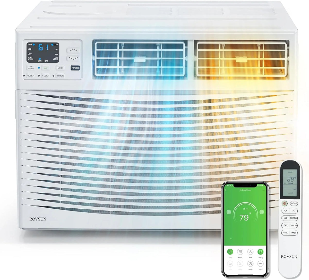 ROVSUN 8000 BTU Window Air Conditioner with Heat Window AC Unit Heater Combo