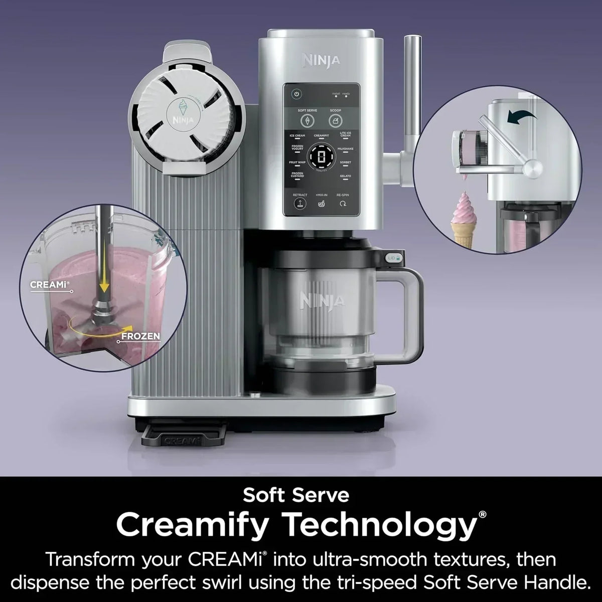 Ninja Swirl by CREAMi Ice Cream and Soft Serve Maker Frozen Yogurt Low Calories Program