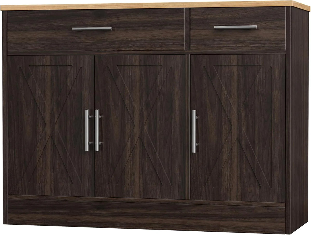 Shintenchi Modern Farmhouse Sideboard Buffet Cabinet with Storage with 3 Doors