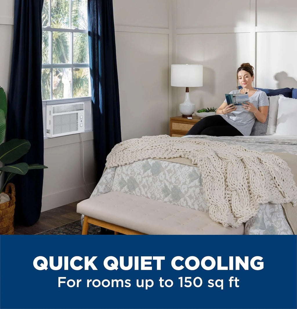 GE Window Air Conditioner Unit, 6,000 BTU for Small Rooms up to 250 sq ft. with Adjustable Fan and Cooling Settings, Perfect for Small Bedroom or Living Room, Easy Install Kit Included, White