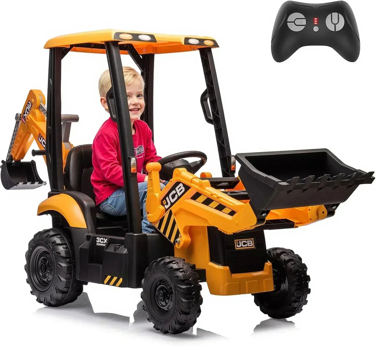 12V JCB Ride On Excavator Ride on Toys for Kids 4-8 Electric Car for Kids with Tractor