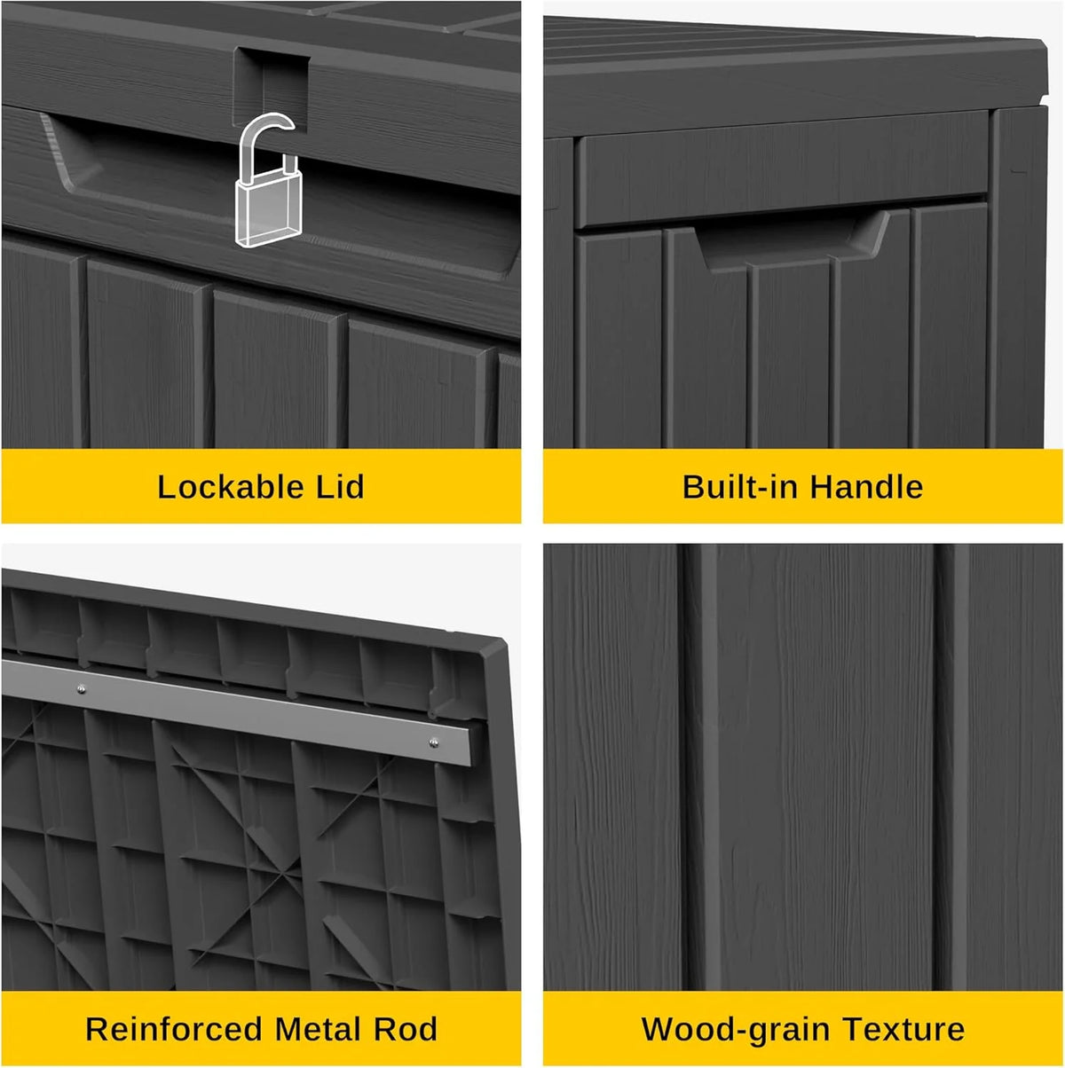 EAST OAK Outdoor Storage Box, 60 Gallon Deck Box Indoor and Outdoor Use, Waterproof Resin Storage Bin
