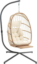Yechen Indoor Outdoor Egg Hanging Chair Stand Patio Wicker Swing Egg Chair Swinging Chair
