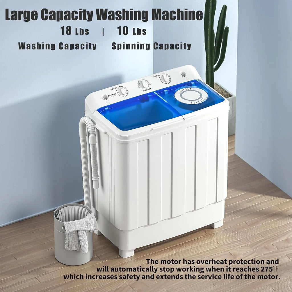 Auertech Portable Washing Machine 28lb Twin Tub Washing Machine Mini Compact Washing Machine with Drain Pump