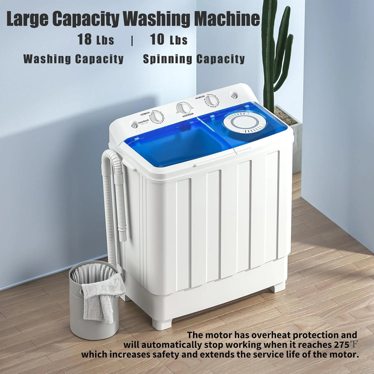 Auertech Portable Washing Machine 28lb Twin Tub Washing Machine Mini Compact Washing Machine with Drain Pump