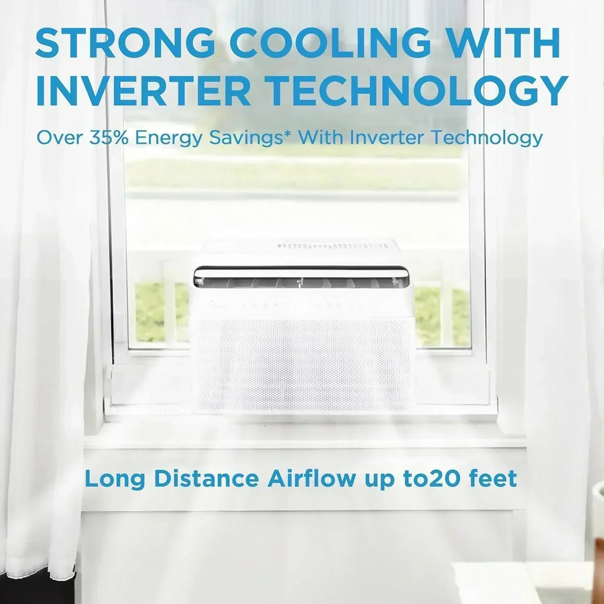 Midea 12,000 BTU U-Shaped Smart Inverter Window Air Conditioner Cools up to 550 square feet