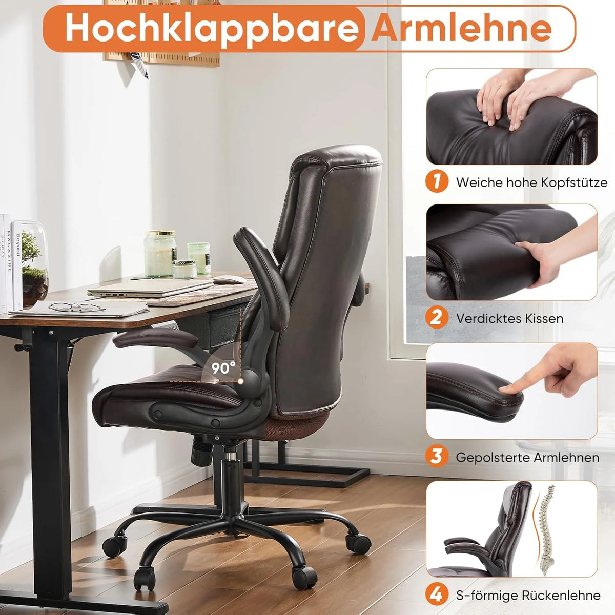 Ergonomic Office Chair Heavy Duty Work Desk Chair Adjustable Swivel Rolling Chair with Wheels