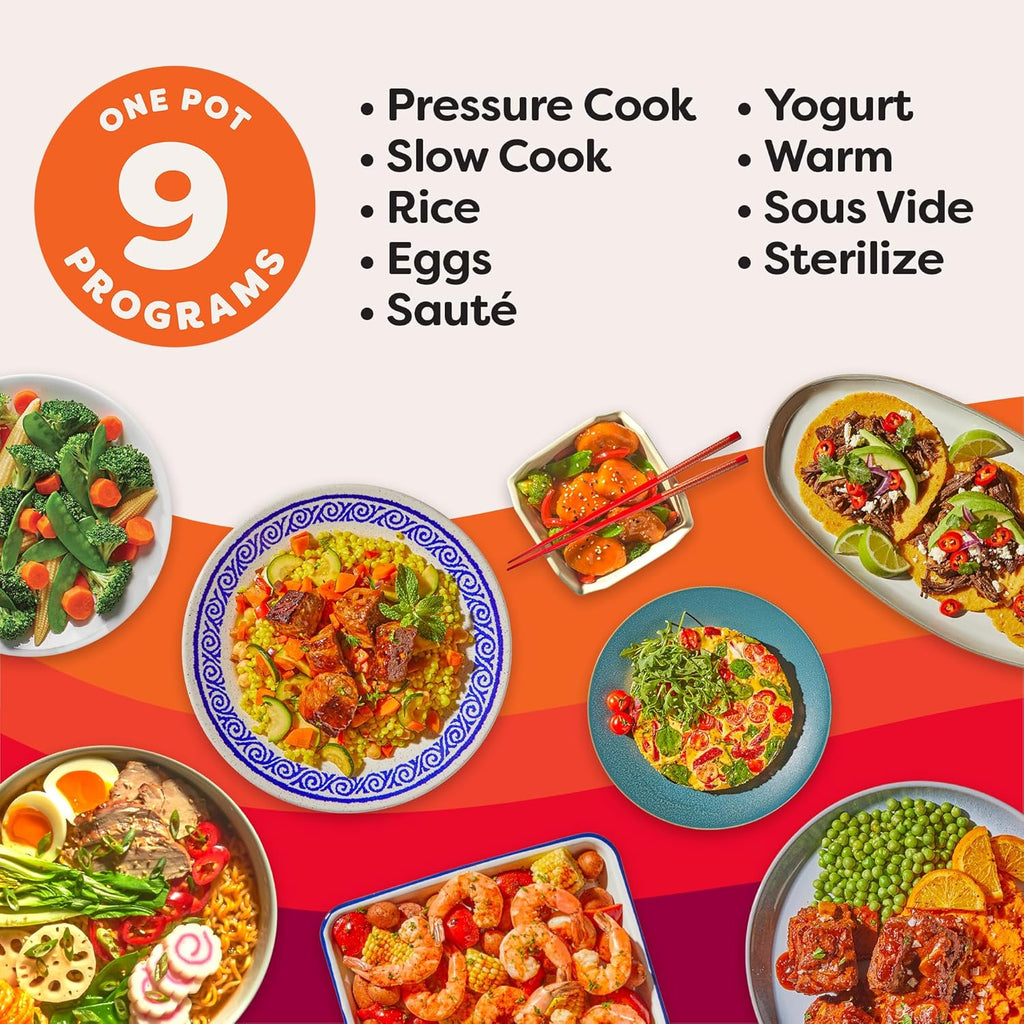 9-in-1 Multicooker, Pressure Cooker, Slow Cook, Rice Maker, Steamer, Sauté, Yogurt, Warmer & Sterilizer, Includes App With Over 800 Recipes, Stainless Steel, 6 Quarts