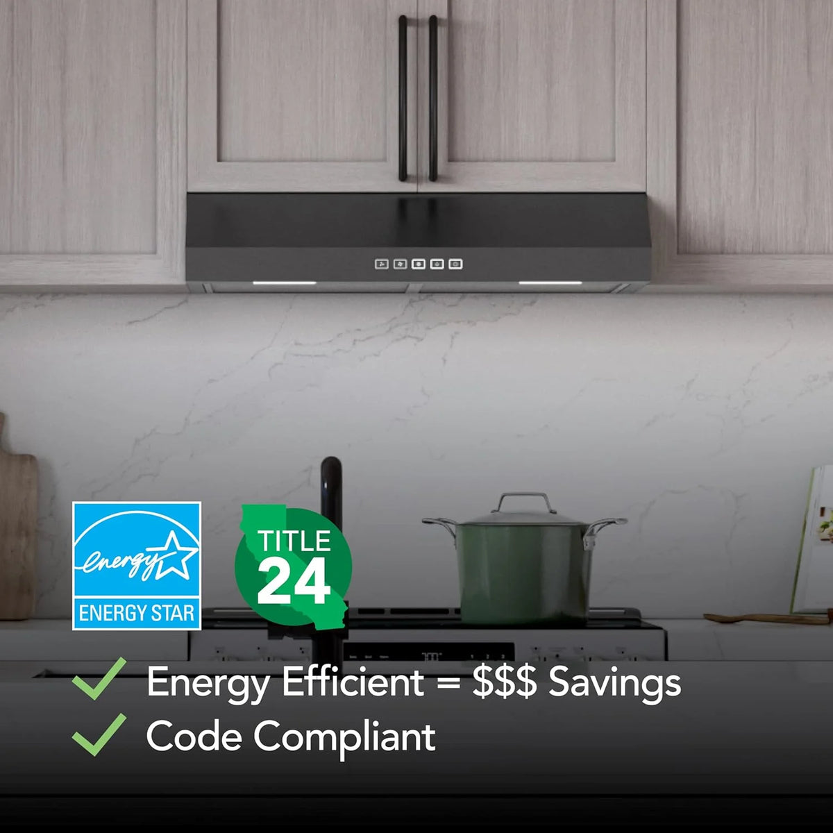 Broan-NuTone Three-Speed Glacier Undercabinet Range Hood with LED Light, ADA Compliant