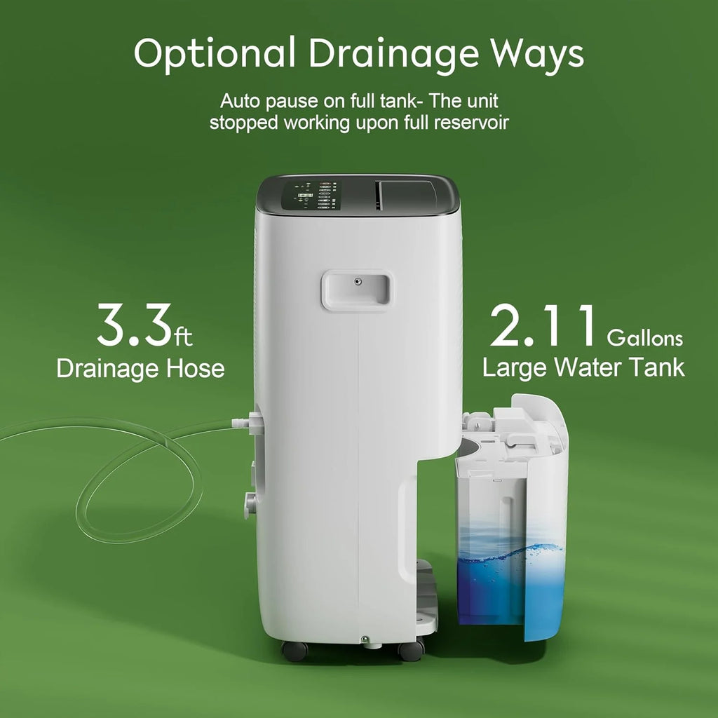 Waykar 2000 Sq. Ft Dehumidifier for Home and Basements, with Auto or Manual Drainage, 0.66 Gallon Water Tank Capacity