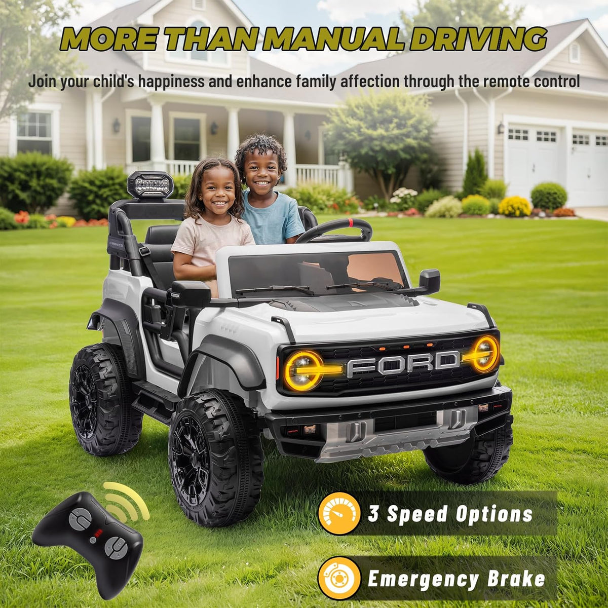Bronco Raptor Two-Seater Ride-On Car Truck Toy Blue