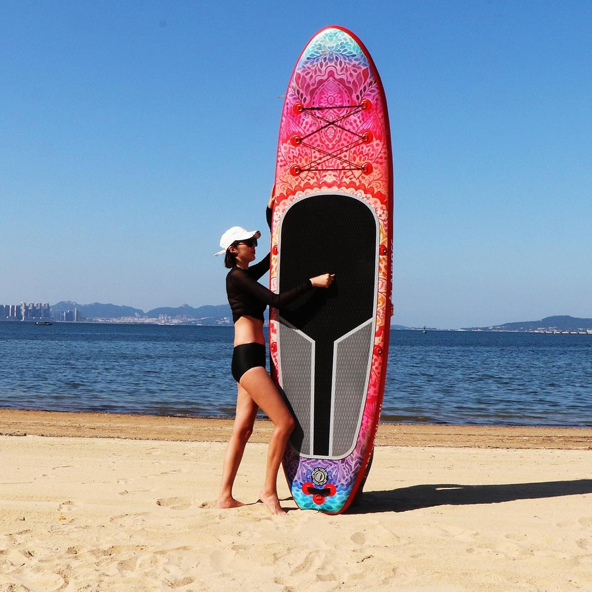 Inflatable wide SUP board with SUP carrying bag hand pump 10L waterproof bag