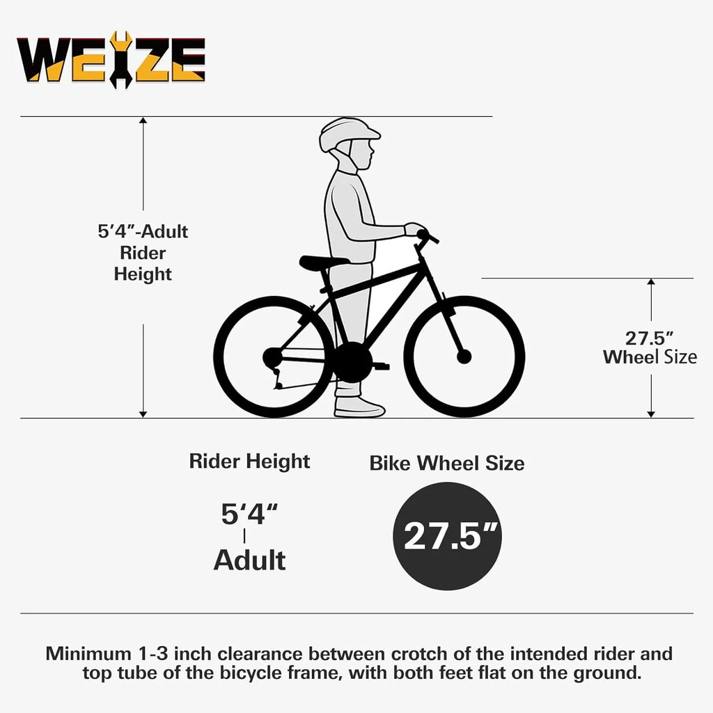 WEIZE Mountain Bike, 26 27.5 inch Outdoor Hybrid Bikes,18-Speed/High-Carbon Steel/Dual Full Suspension, Adjustable Ergonomic Seat for Men Women Adult, MTB Bicycle with Suspension Fork,Sleek Colors