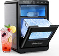 CyberChill Nugget Ice Maker Countertop 44lbs Per Day Pebble Sonic Ice Makers Machine Chewable Pellet Ice with Self-Cleaning Removable Water Tank See Through Window for Home/Kitchen/Office