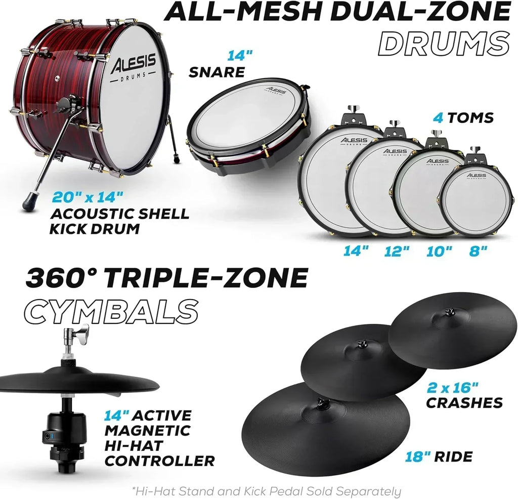 Alison Strata Prime Electronic Drum Set with Touch Screen Dual Area Grid Head