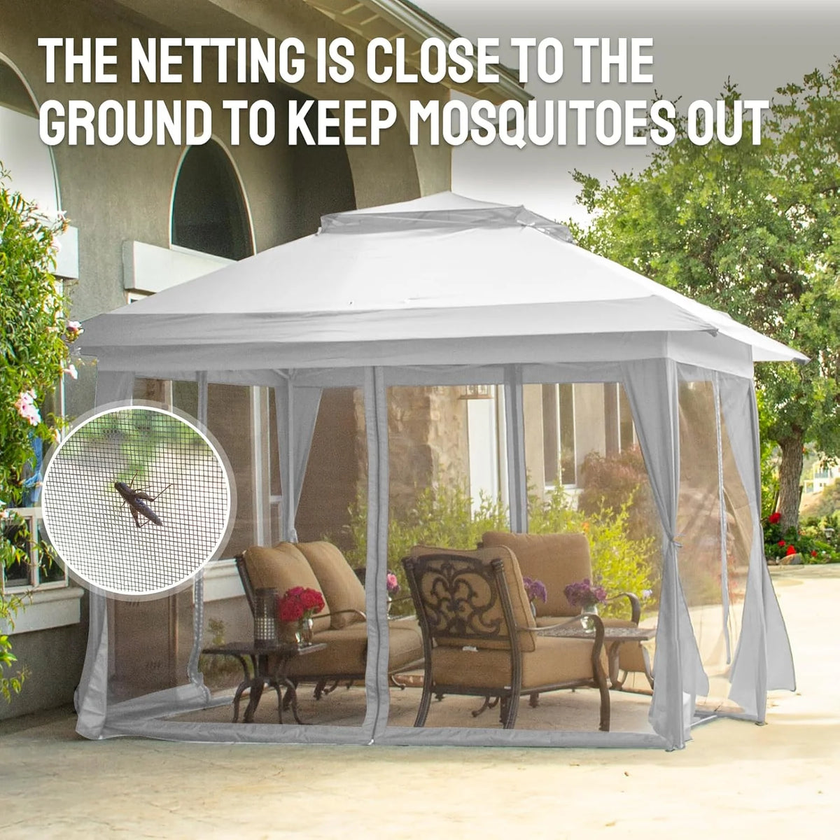 CROWN SHADES 13x13 Pop Up Gazebo, Canopy Tent, Gazebos on Clearance - Outdoor Gazebo for Backyard & Patio Furniture - Carpa Pop Up Tent with Wheeled STO-N-Go Cover Bag (White)