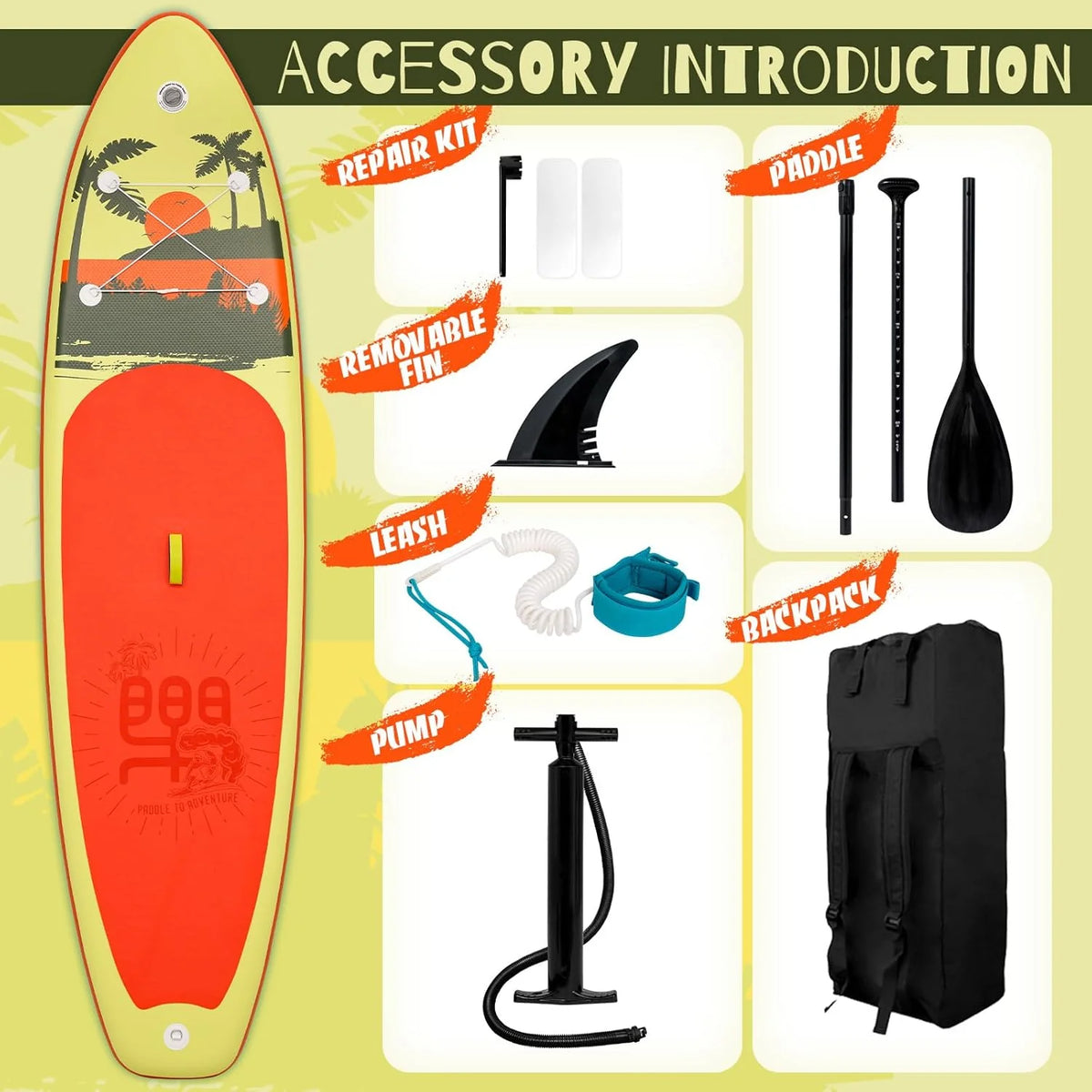 FunWater Inflatable Stand Up Paddle Board with Premium SUP Paddle Accessories, Non-Slip EVA Deck, 11'/10'6' Paddle