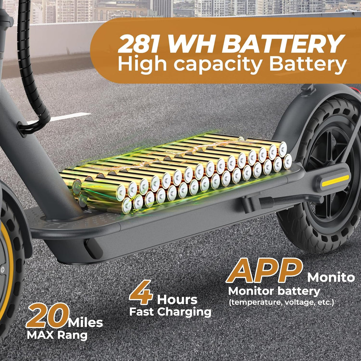 Electric Scooter, 350W/500W Motor, Top Speed 19/22 mph, Max 16/23/28Miles Ranges, Foldable E Scooter for Adults