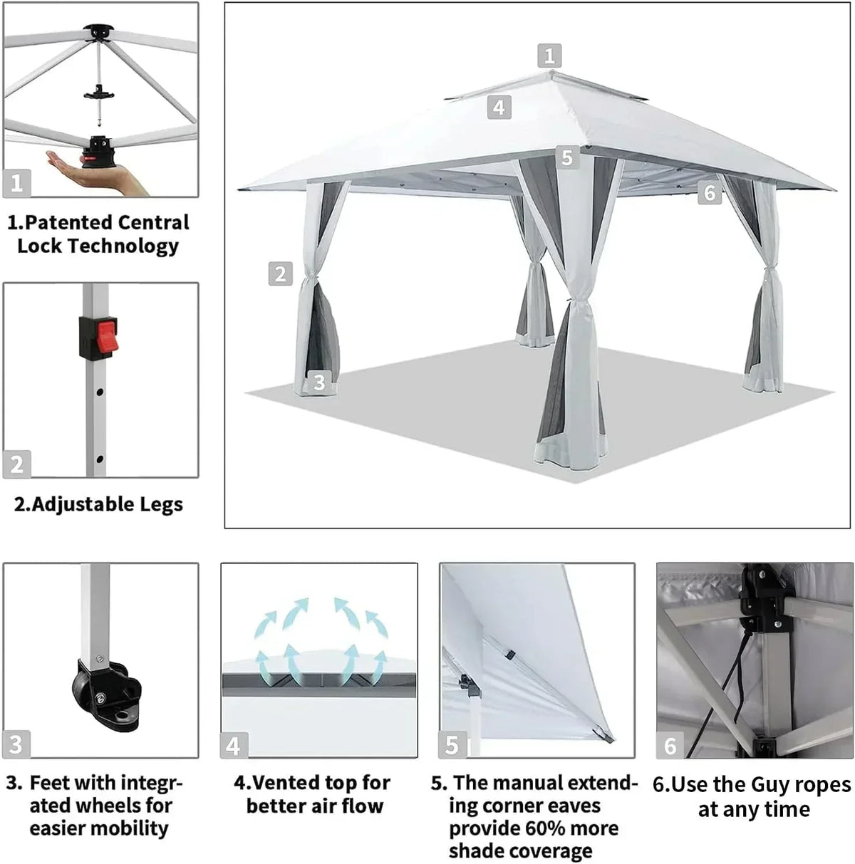 CROWN SHADES 13x13 Pop Up Gazebo Canopy Tent Gazebos on Clearance Outdoor Gazebo