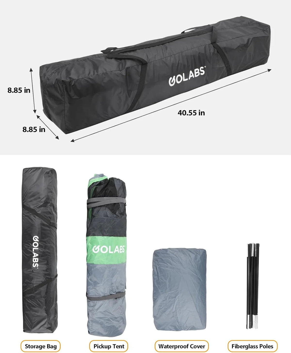 Golabs Truck Bed Tent for 5.5-6.5 Ft Bed, 5-Minute Easy Setup by Pre-Assembled Design, Waterproof PU2000mm, 2-Person Portable with Extra Rainfly Cover for Camping & Outdoor, Includes Storage Bag