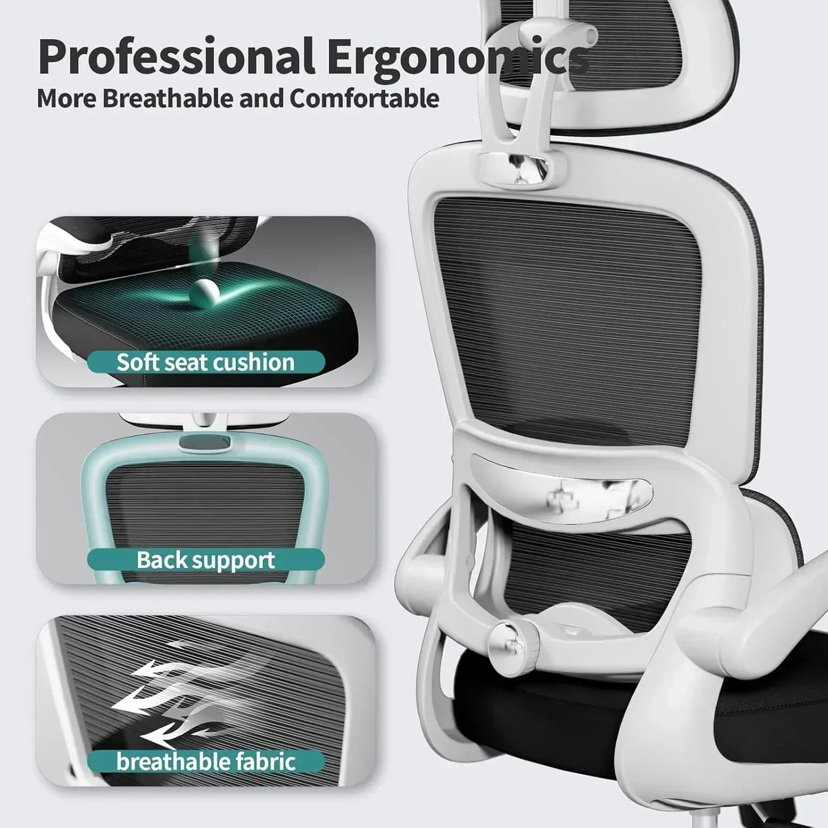 TRALT Office Chair Ergonomic Desk Chair 330 lbs Home Gaming Chair with Wheels