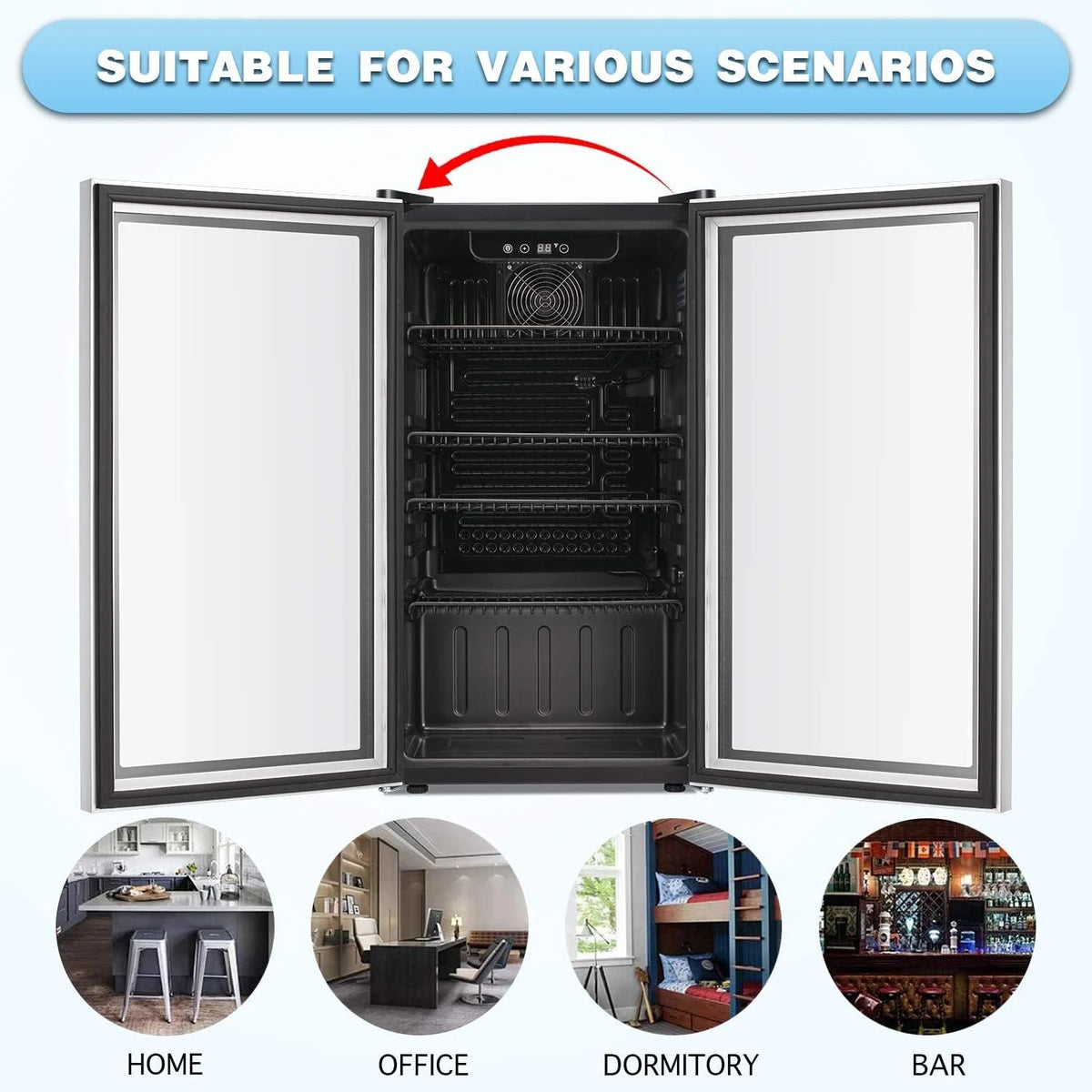 Antarctic Star Beverage Refrigerator Cooler 68 Can, Mini Fridge with Glass Door for Beer Drinks Wine,Freestanding Small Fridge with Electronic Temperature Control for Home and Bar,1.7 cu.ft