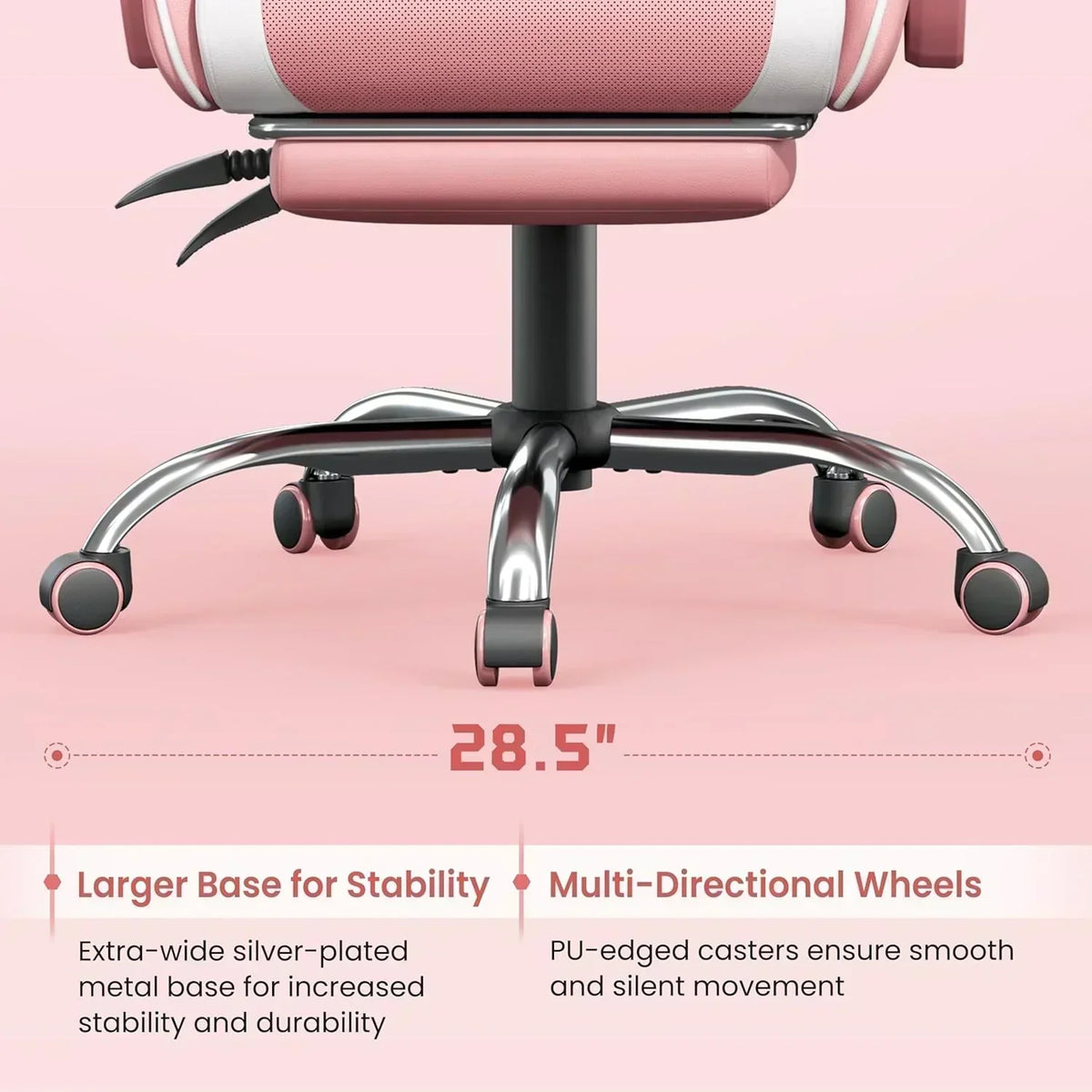 Gaming Chair with Massage Lumbar Support and Footrest Height Office Gaming Chair