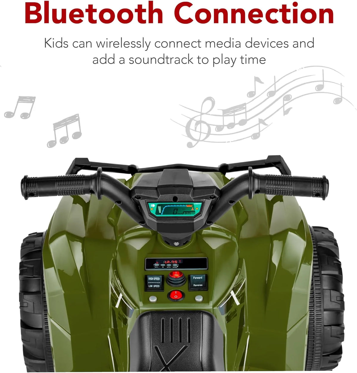 Best Choice Products 12V Kids Ride-On Electric ATV, 4-Wheeler Quad Car Toy w/Bluetooth Audio, 2.4mph Max Speed, Treaded Tires, LED Headlights, Radio