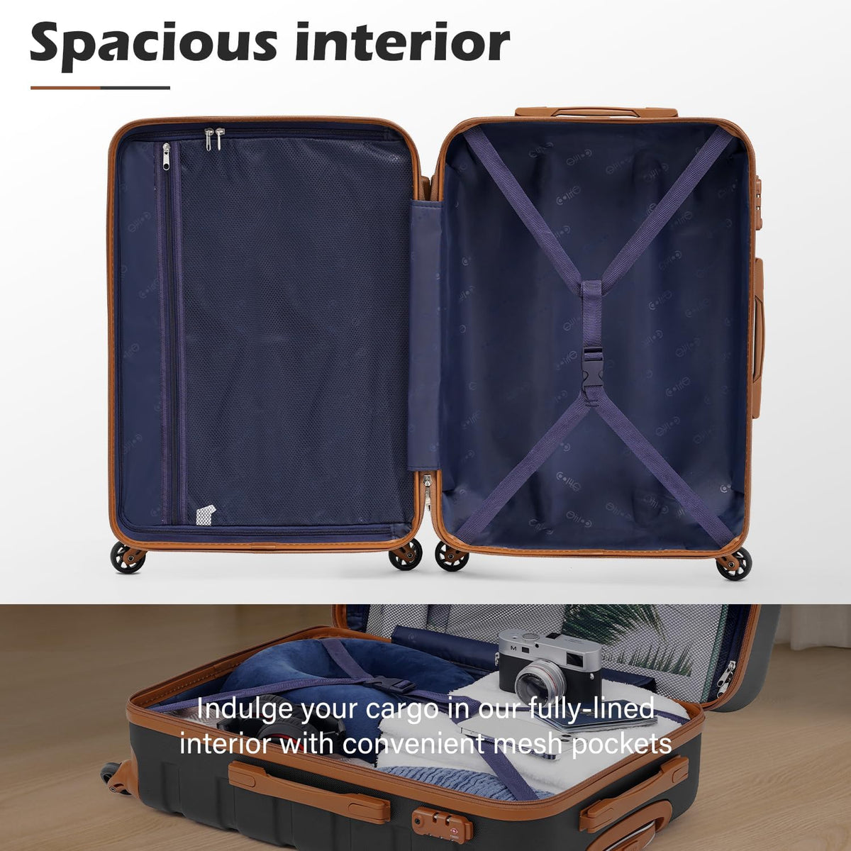 Coolife Luggage 3 Piece Set Suitcase Spinner Hardshell Lightweight TSA Lock